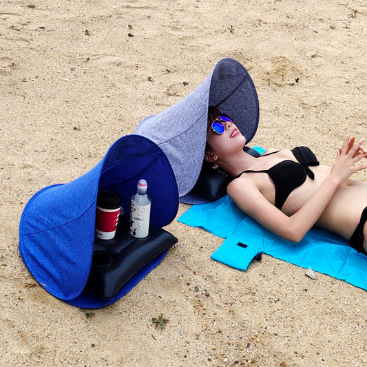 Sombrillas de playa para cubrirse del sol  al aire libre con almohada apoyacabeza; ideal para exteriores y playa, cobertor solar para el rostro