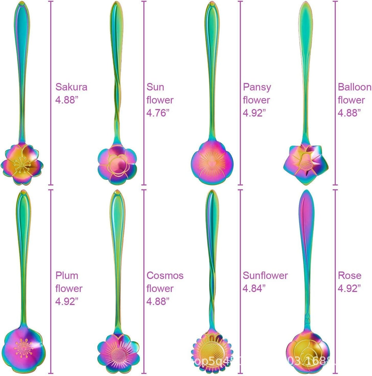 Juego de 8 Cucharas Rosa en Acero Inoxidable – Estilo Japonés Retro de Lujo