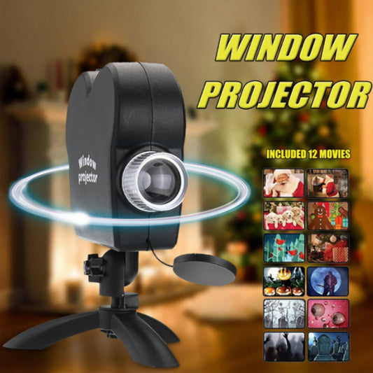 Lámpara de proyección navideña de figuras, para Navidad y para Halloween con 12 imágenes, proyector de imágenes tipo cine