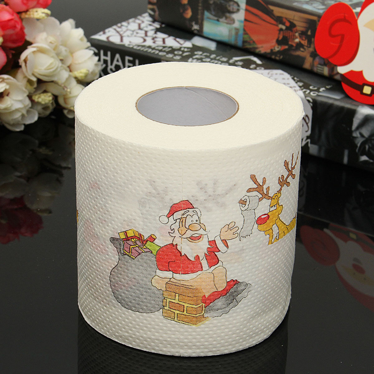 Papel higiénico navideño con figuras de navidad y fragancia adorable, decora tu baño con este papel de 30 mts doble hoja de buena calidad