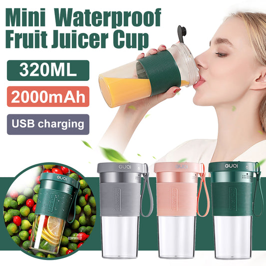 Mini licuadora portátil recargable por USB, exprimidor de frutas eléctrico, batidora de cocina, botella deportiva ligera, licuadora multifunción