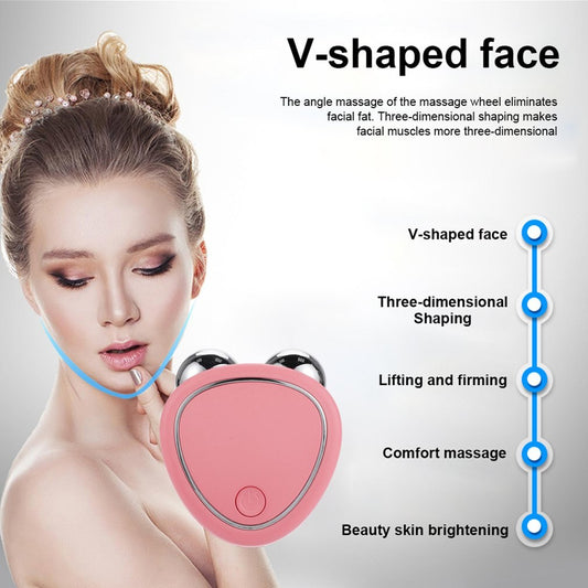 Instrumento de belleza de microcorriente facial portátil para levantar, adelgazar y reducir, masajeador de doble rodillo, antiedad