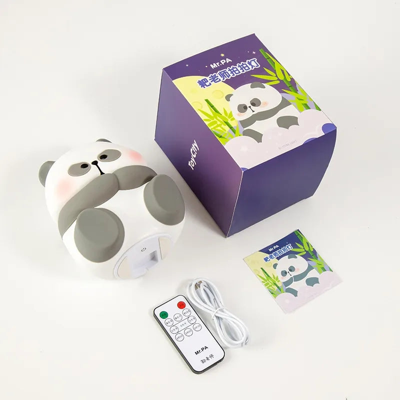 Luz LED de noche con forma de Panda para niños, lámpara de protección ocular de silicona con carga USB, con control remoto