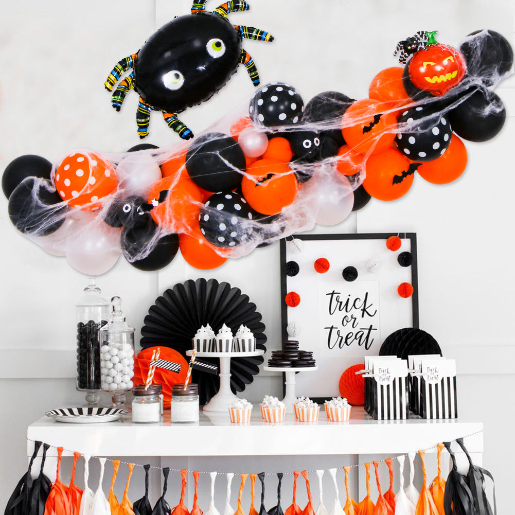 Suministros de decoración para fiesta con cadena de globos con tema de calabaza de Halloween, conjunto de globos de Halloween