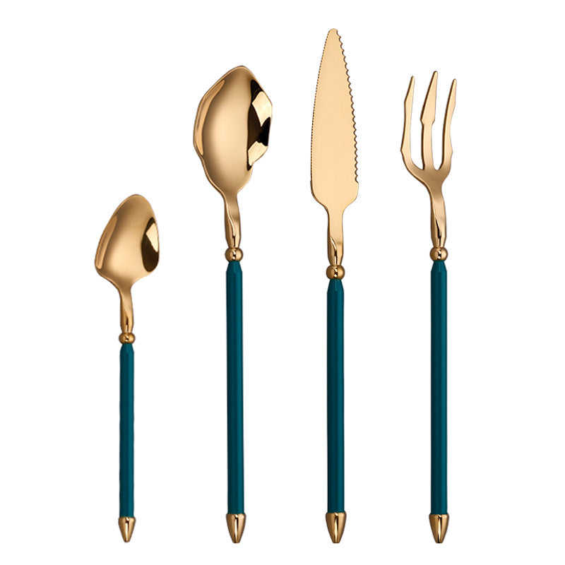 Set de Cubiertos de Acero Inoxidable 4 Piezas | Diseño Creativo Estilo Occidental