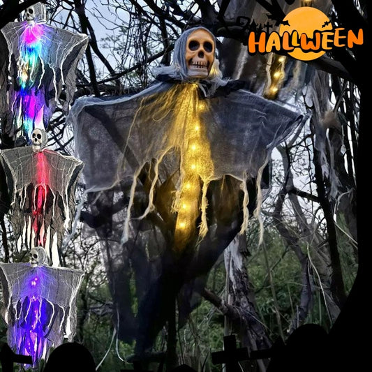 Fantasma Colgante con Calavera 85cm – Decoración de Halloween para Interior y Exterior 👻