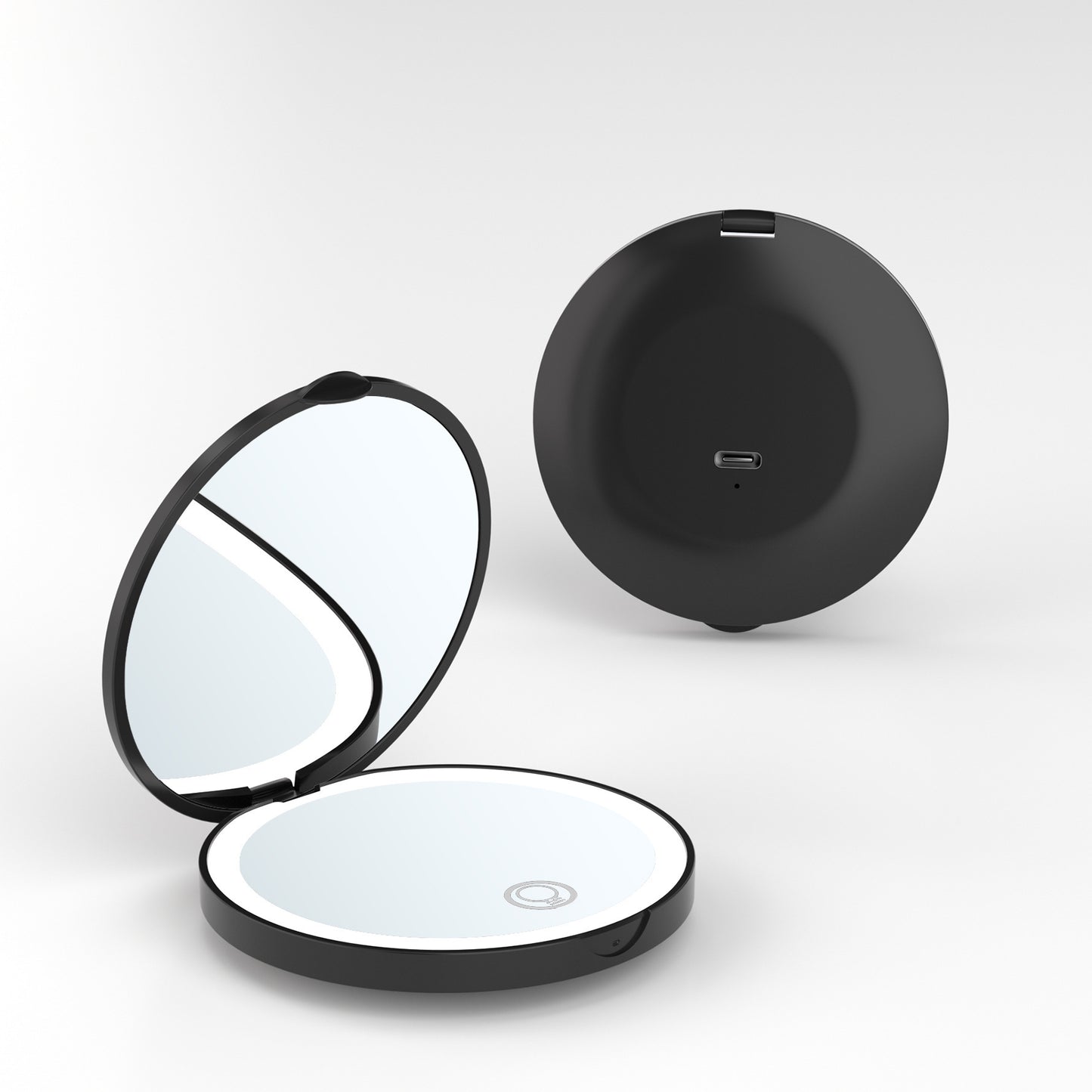 Espejo de maquillaje LED portátil, con aumento de 2X, recargable y portátil.