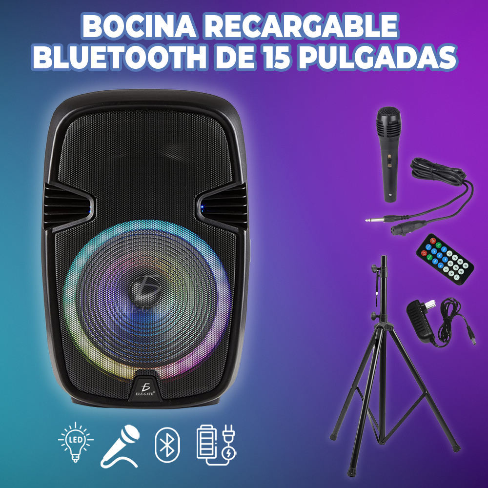 Altavoz Bluetooth 15'' con Micrófono y Control Remoto – Fiesta sin Límites