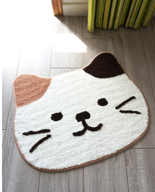 Alfombra, Tapete Absorbente para Pies con Diseño de Cabeza de Gato Japonés: Práctico y Encantador