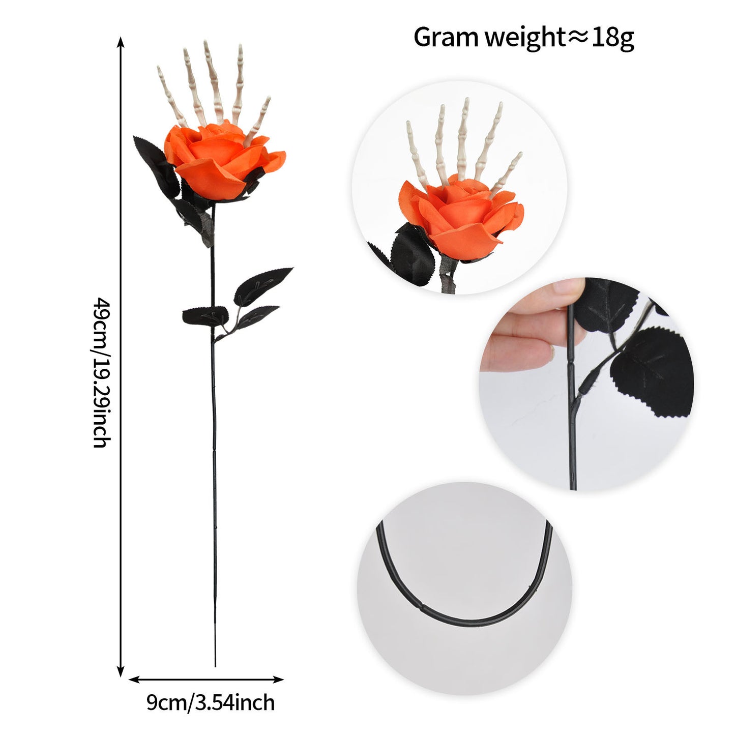 Adorno de Mano Esquelética con Rosa – Horror Halloween Decoration 🎃