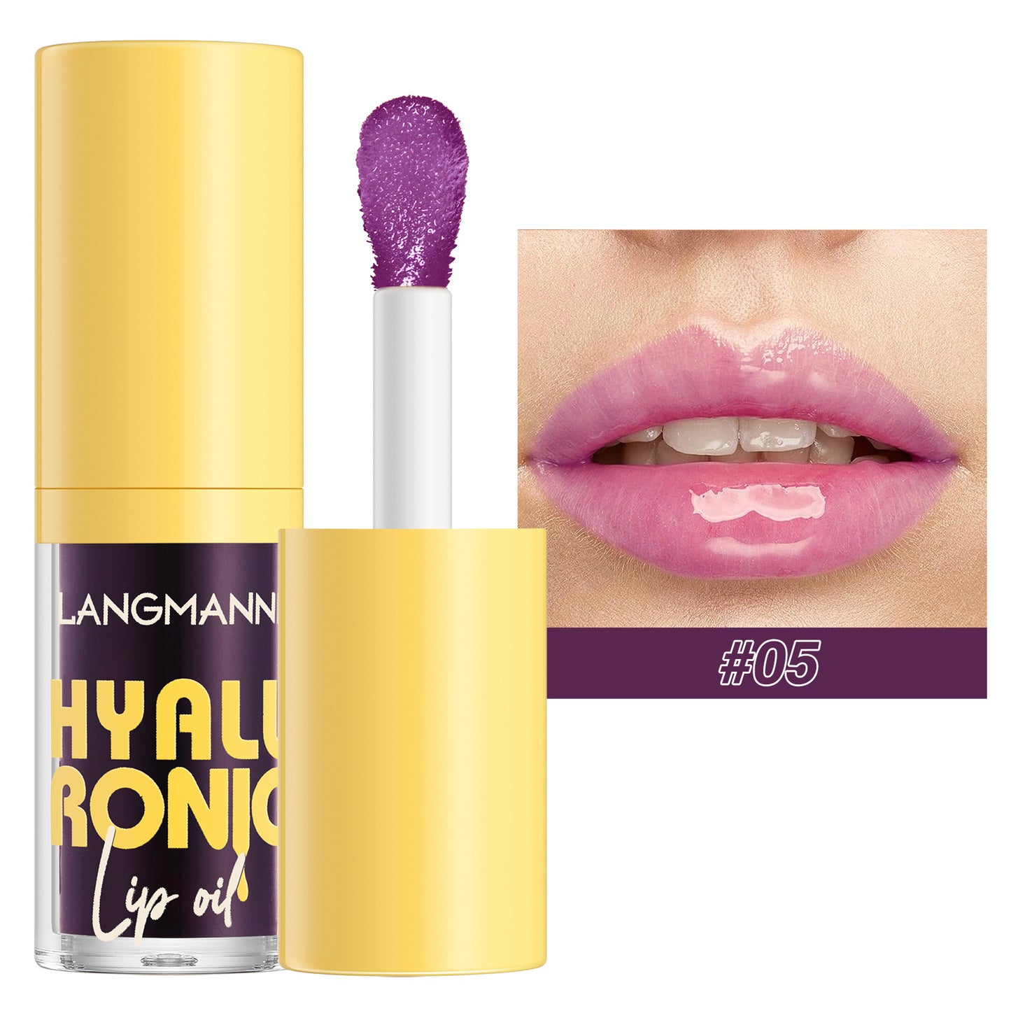 Bálsamo labial brilloso con ácido hialurónico, brillo transparente de 6 colores