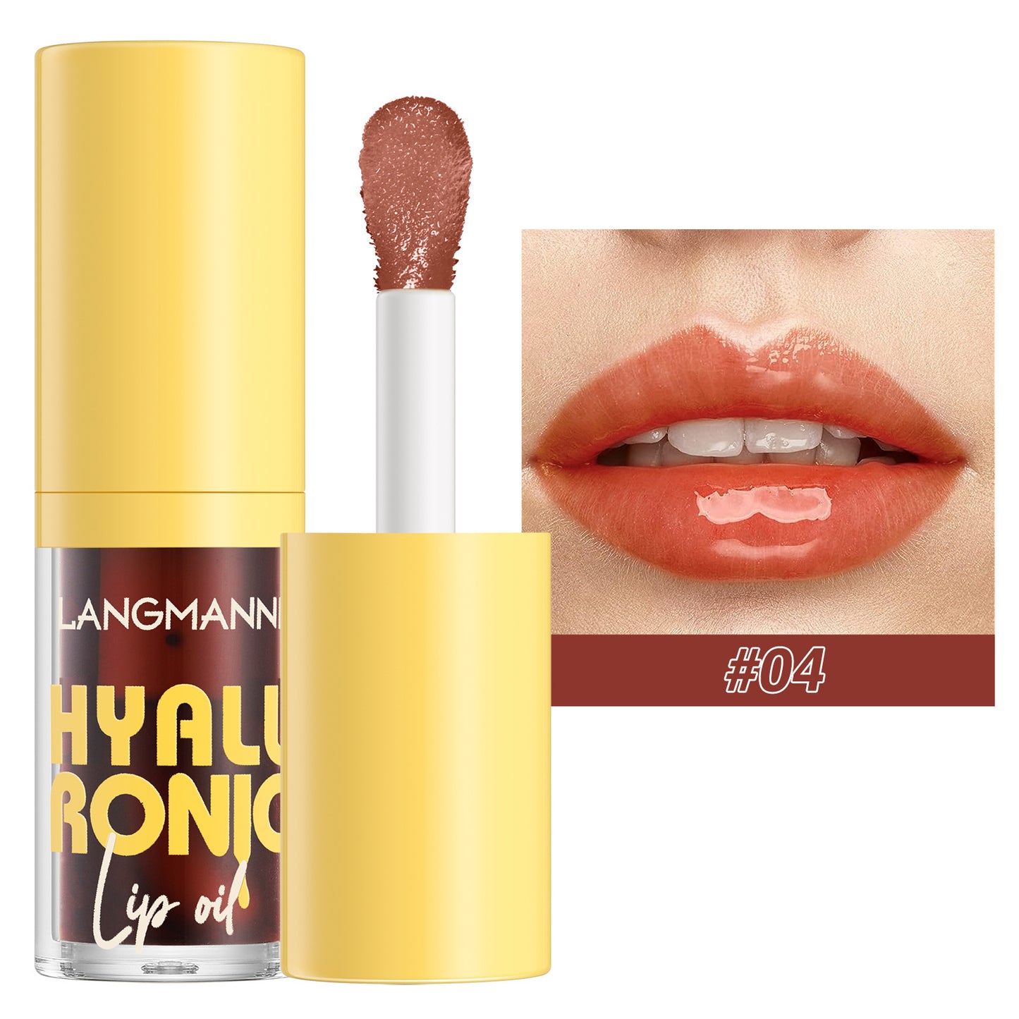 Bálsamo labial brilloso con ácido hialurónico, brillo transparente de 6 colores