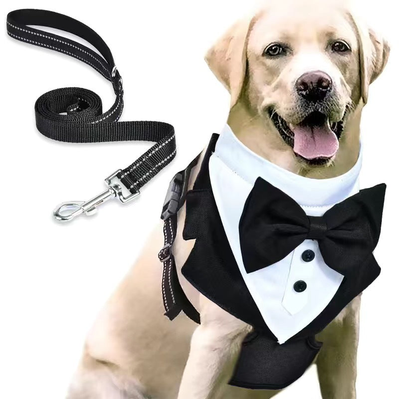 Traje de GALA para tu perro, Mascotas de fiesta con el hermoso traje tipo smoking con correa de sujeción y correa de mano