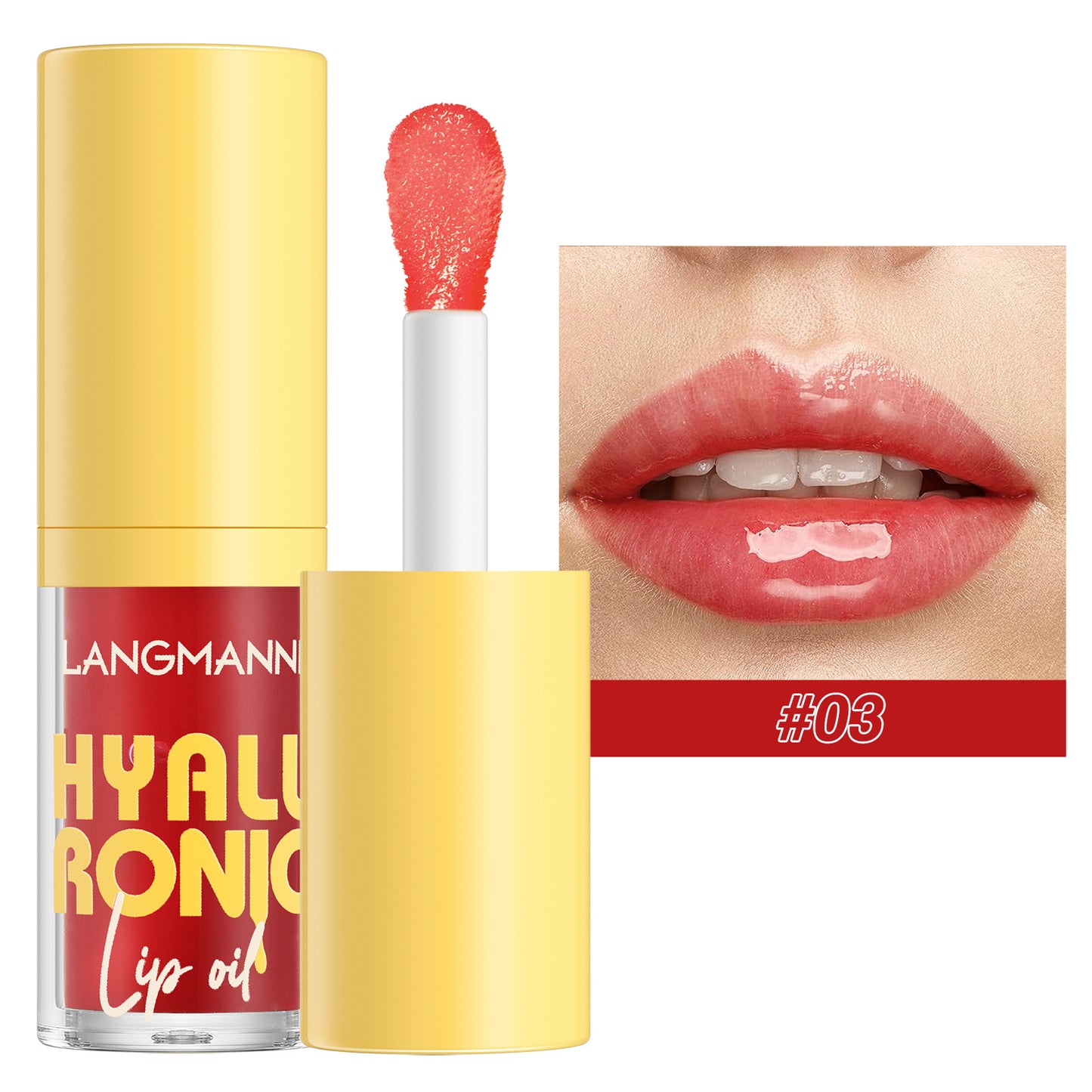 Bálsamo labial brilloso con ácido hialurónico, brillo transparente de 6 colores