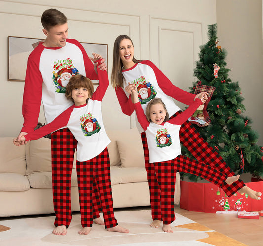 Pijama navideño  para padres e hijos, camisetas de manga larga, pantalones a cuadros, pijamas a juego para la familia