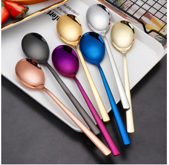 Cuchara Coreana de Mango Largo en Acero Inoxidable – Diseño Elegante y Funcional