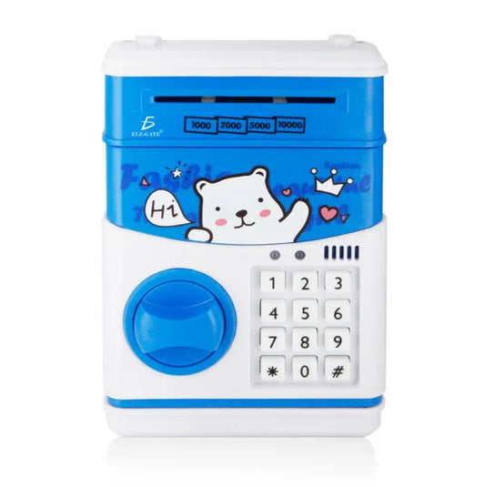 Caja Fuerte Infantil – Alcancía con Sensor y Música Educativa color celeste