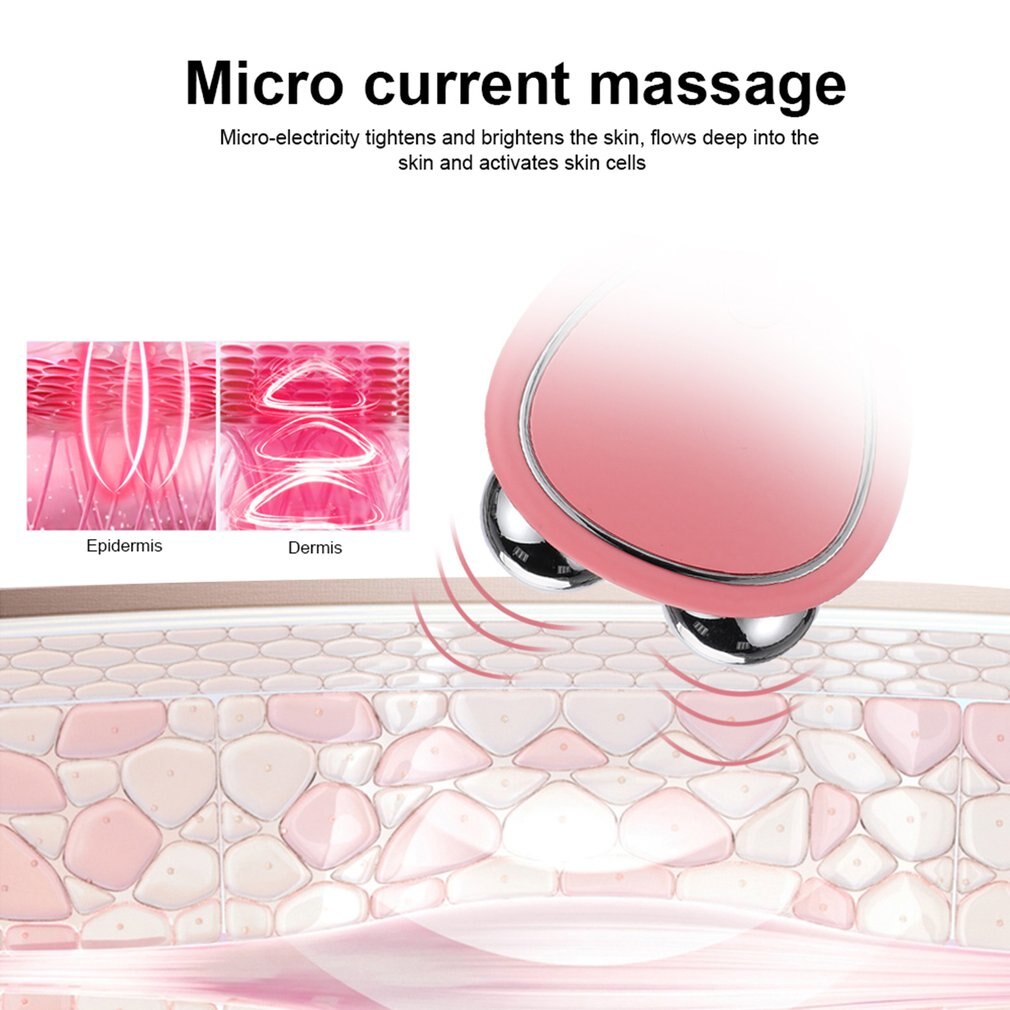 Instrumento de belleza de microcorriente facial portátil para levantar, adelgazar y reducir, masajeador de doble rodillo, antiedad