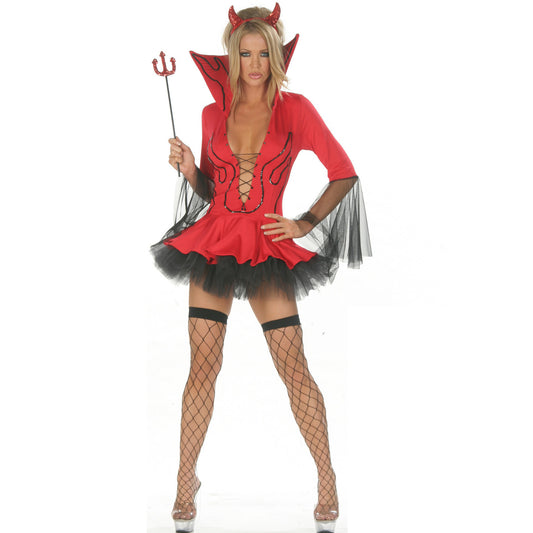 Halloween Sexy 🔥 – Disfraz de Demonio con Manga Larga para Mujer