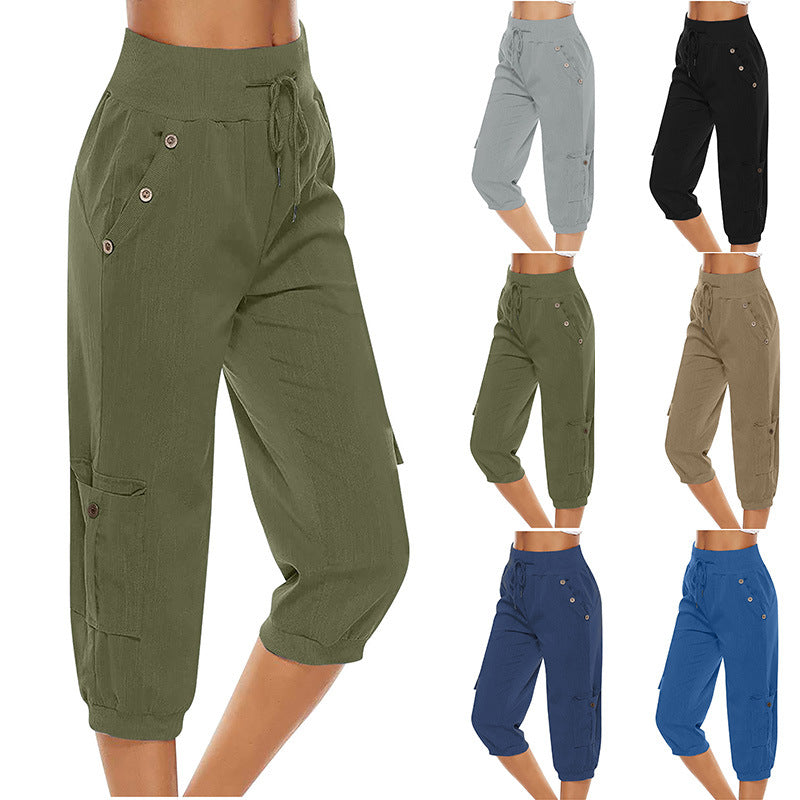 Pantalón Capri Cargo Retro | Estilo Artístico y Bolsillos Funcionales