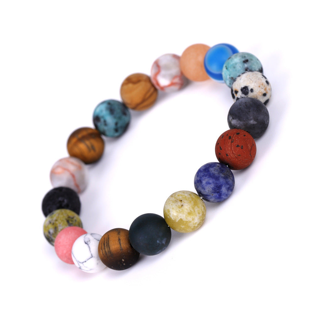 Pulsera De Ocho Piedras del Sistema Solar,  Piedras de lava natura utilizado para cuentas de chakras,  conductor de aceites esenciales para meditación y trabajos de energia.