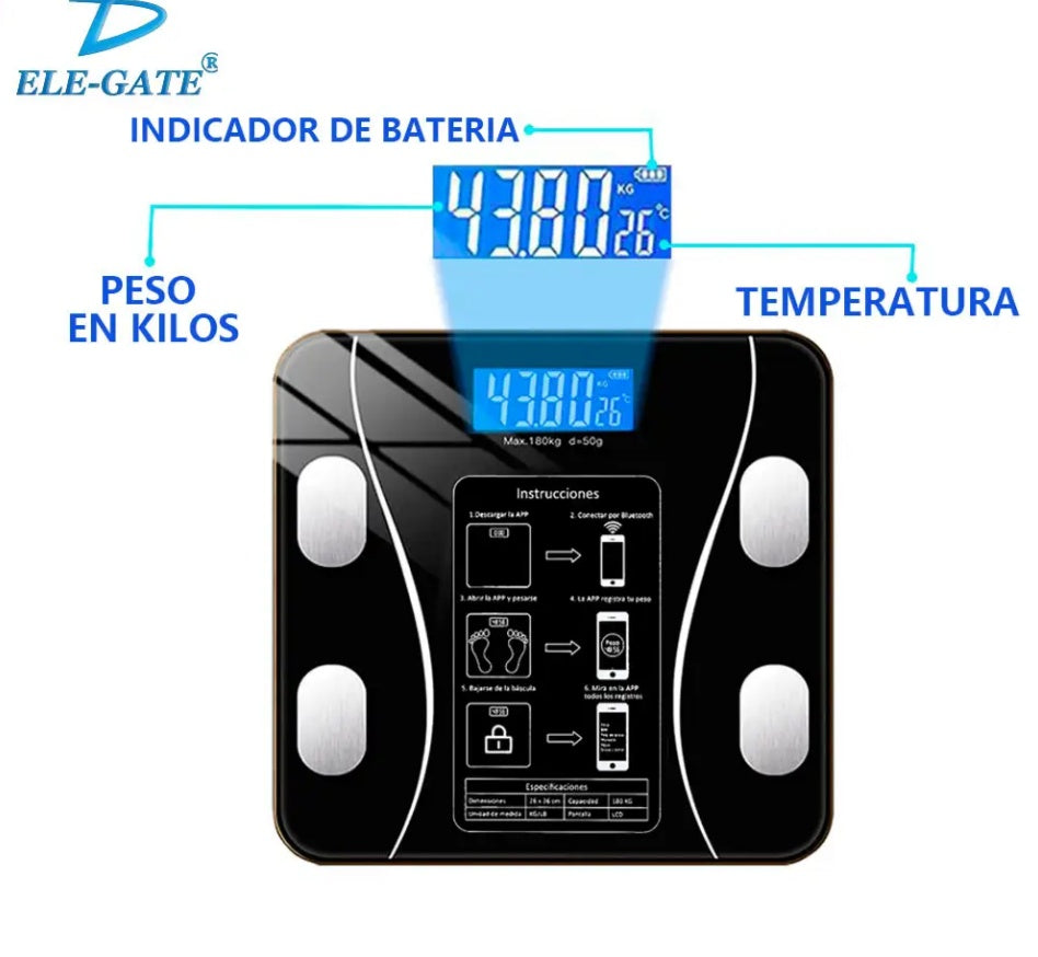 Báscula Inteligente con App + Carga USB – Controla tu Peso con Tecnología