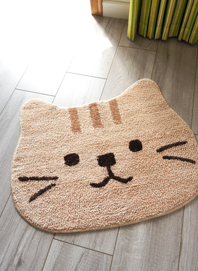 Alfombra, Tapete Absorbente para Pies con Diseño de Cabeza de Gato Japonés: Práctico y Encantador