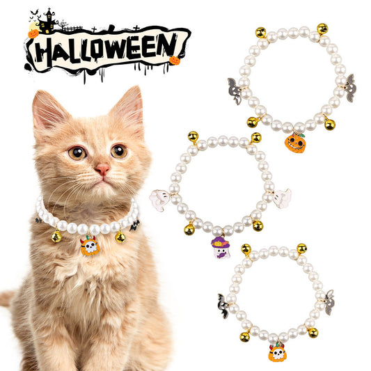 Collar de perlas para mascotas Decoración Collar de gato y perro pequeño para halloween