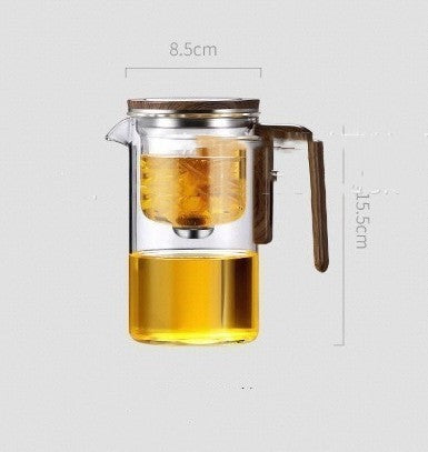 Tetera magnética con un solo clic, tetera de vidrio, recipiente interior para separar el agua del té