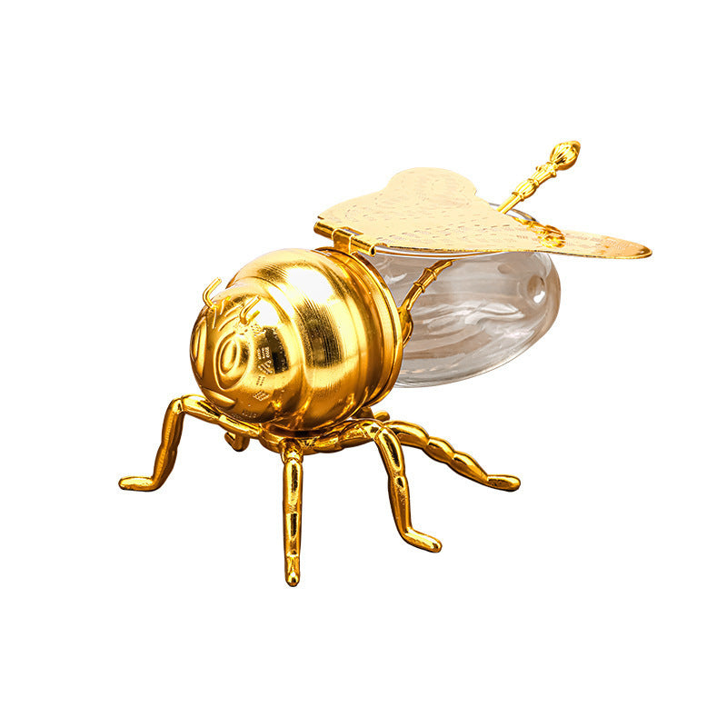 Tarro de miel con forma de abeja y cuchara, versátil y novedoso, ideal para condimentos, aceite
