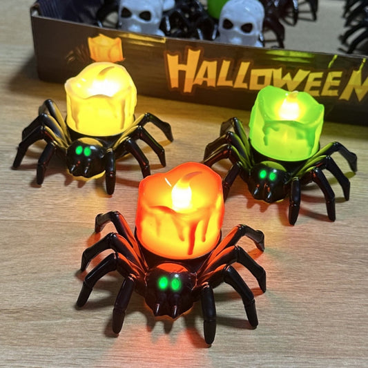 Vela y Props con Araña – Decoración de Halloween (Calabazas, Calaveras y Ojos) 🎃🕷️