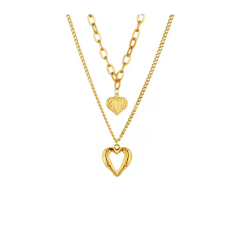 Collar de alas de ángel de acero de titanio, con dije de corazón