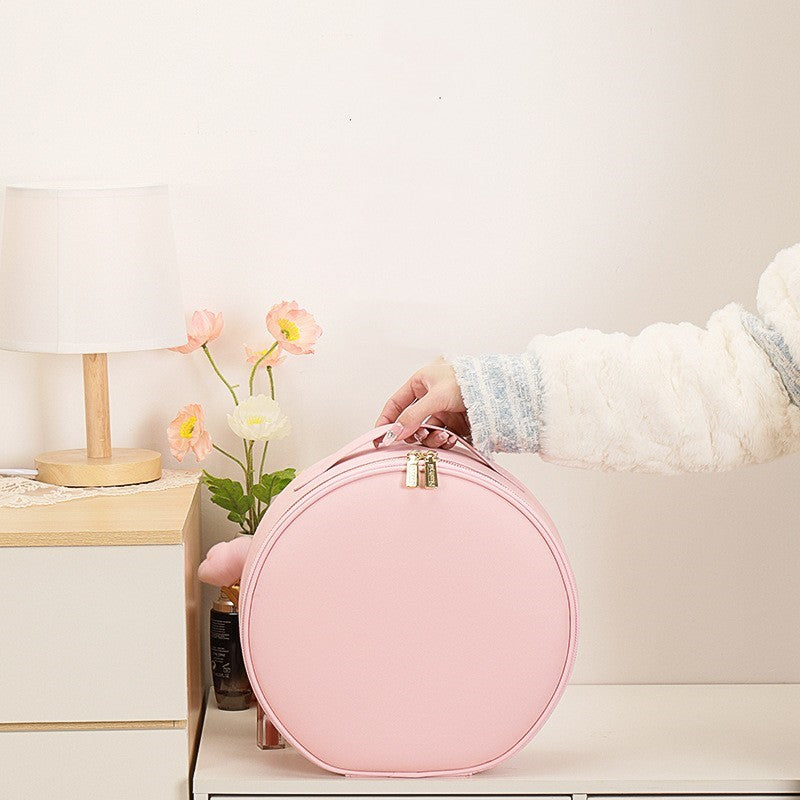 Maleta para maquillaje, Porta cosméticos  con luz  LED, caja de maquilla con luz  inteligente en forma redonda