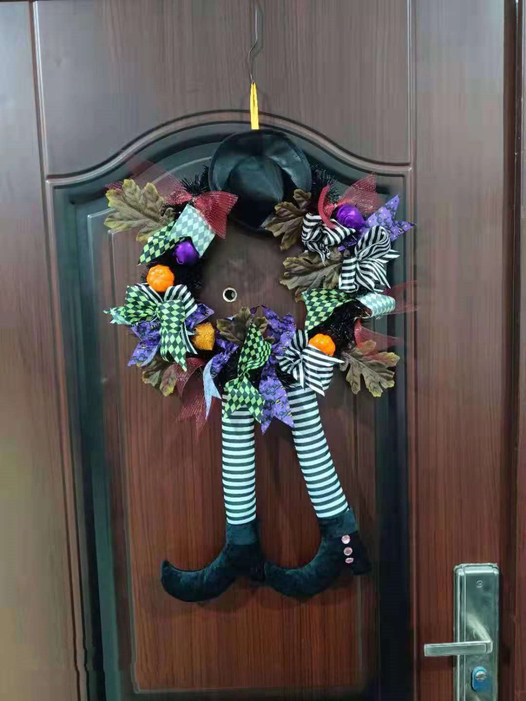 Guirnalda colgante para puerta de Halloween,  sombrero de bruja para Halloween, corona para puerta de calabaza