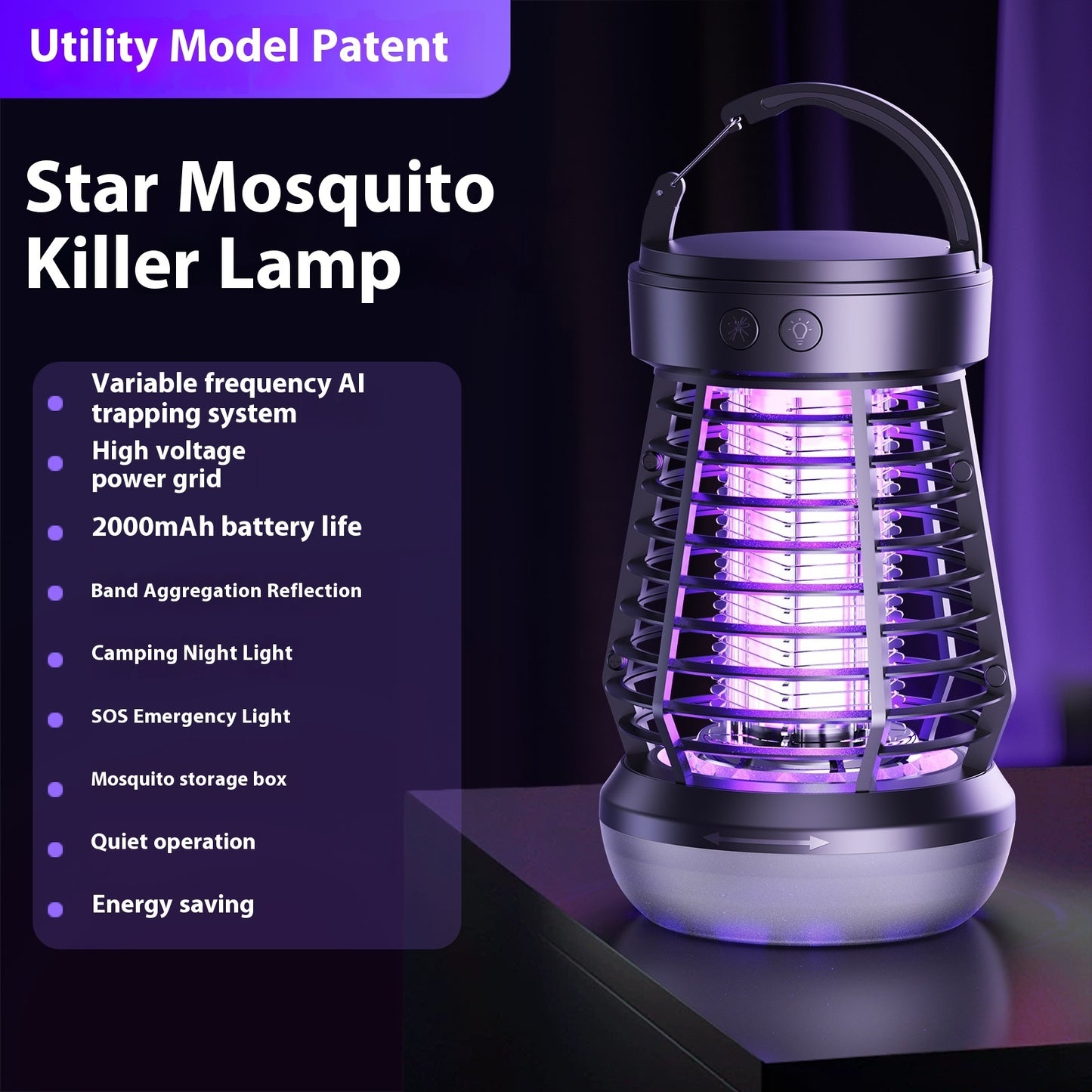 🦟 Lámpara Mata Mosquitos Recargable USB 2 en 1 – Luz Nocturna y Trampa Eléctrica