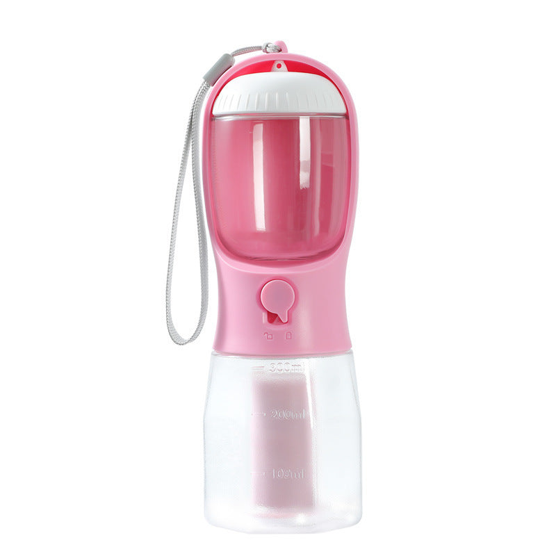 Botella Multifuncional para Mascotas 3 en 1,  Vaso Portátil – Agua, Comida y Bolsas en un Solo Click