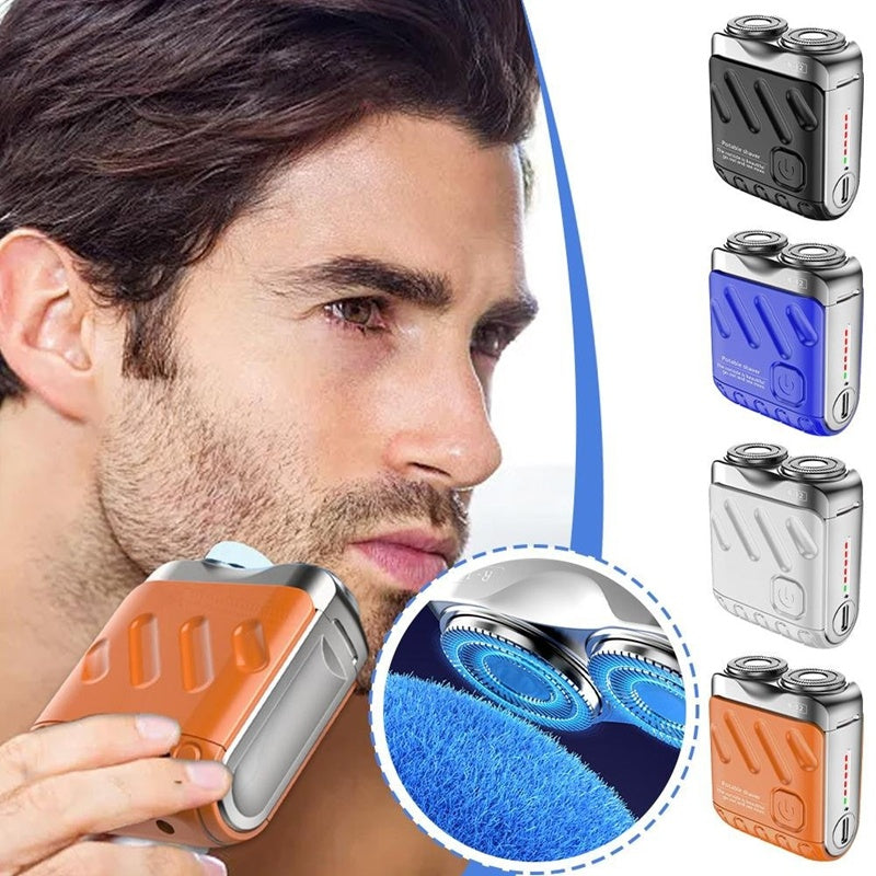Mini Afeitadora Eléctrica Portátil de Doble Anillo para hombres – Recargable, Compacta y Precisa