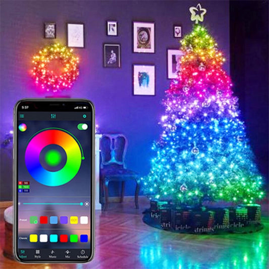 LUZ inteligente LED Bluetooth, Luz  Led, cadena de luz con Control en la app del teléfono, guirnalda de  decoración del árbol de Navidad Año nuevo guirnalda de luces de hadas decoración de Navidad