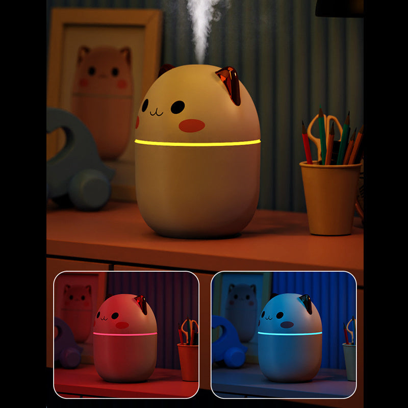 Humidificador de aire con diseño de gato, ultra silencioso, USB, purificador de aire con LED