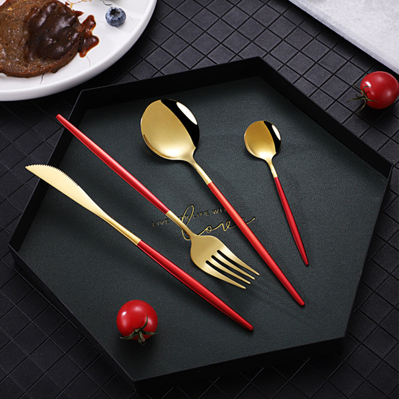 Juego de Cubiertos de Lujo 24 Piezas en Acero Inoxidable 410 – Vajilla Occidental Estilo Portugués