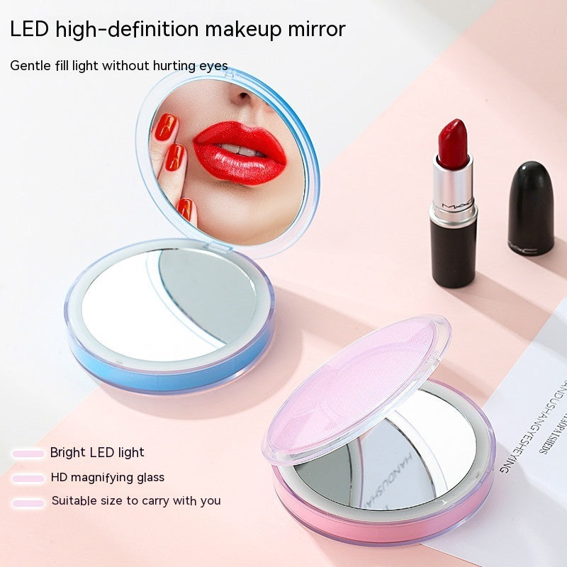 Mini espejo de maquillaje LED portátil, como y transportable