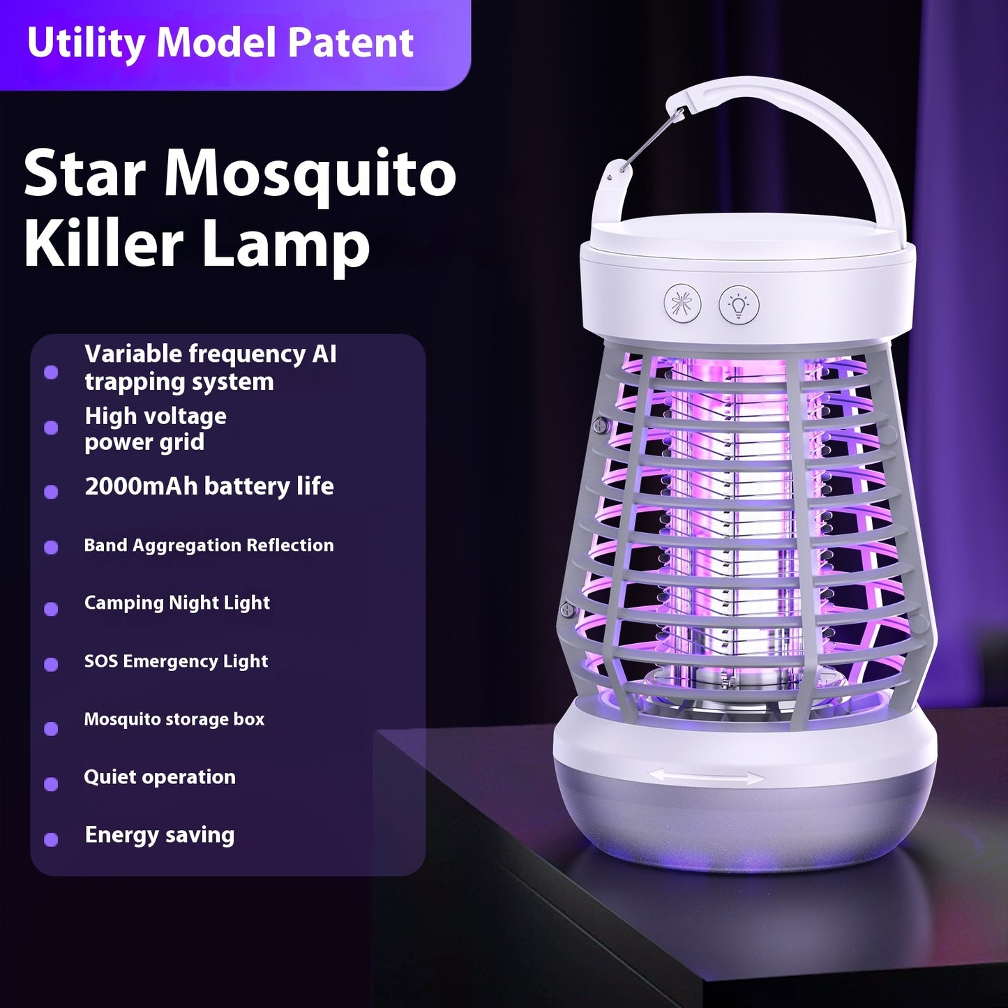 🦟 Lámpara Mata Mosquitos Recargable USB 2 en 1 – Luz Nocturna y Trampa Eléctrica