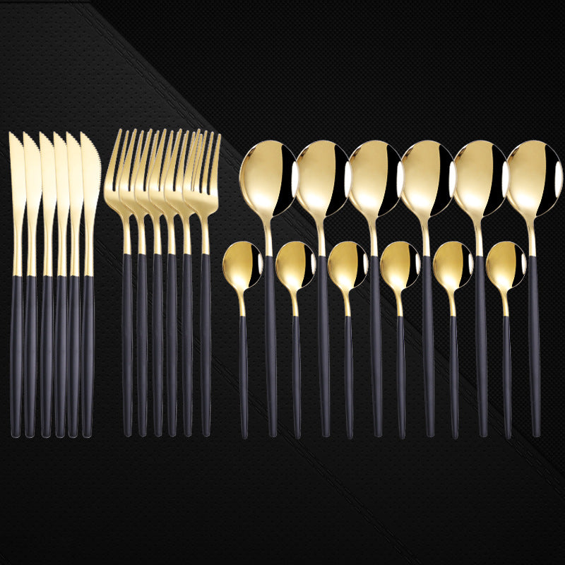 Juego de Cubiertos de Lujo 24 Piezas en Acero Inoxidable 410 – Vajilla Occidental Estilo Portugués