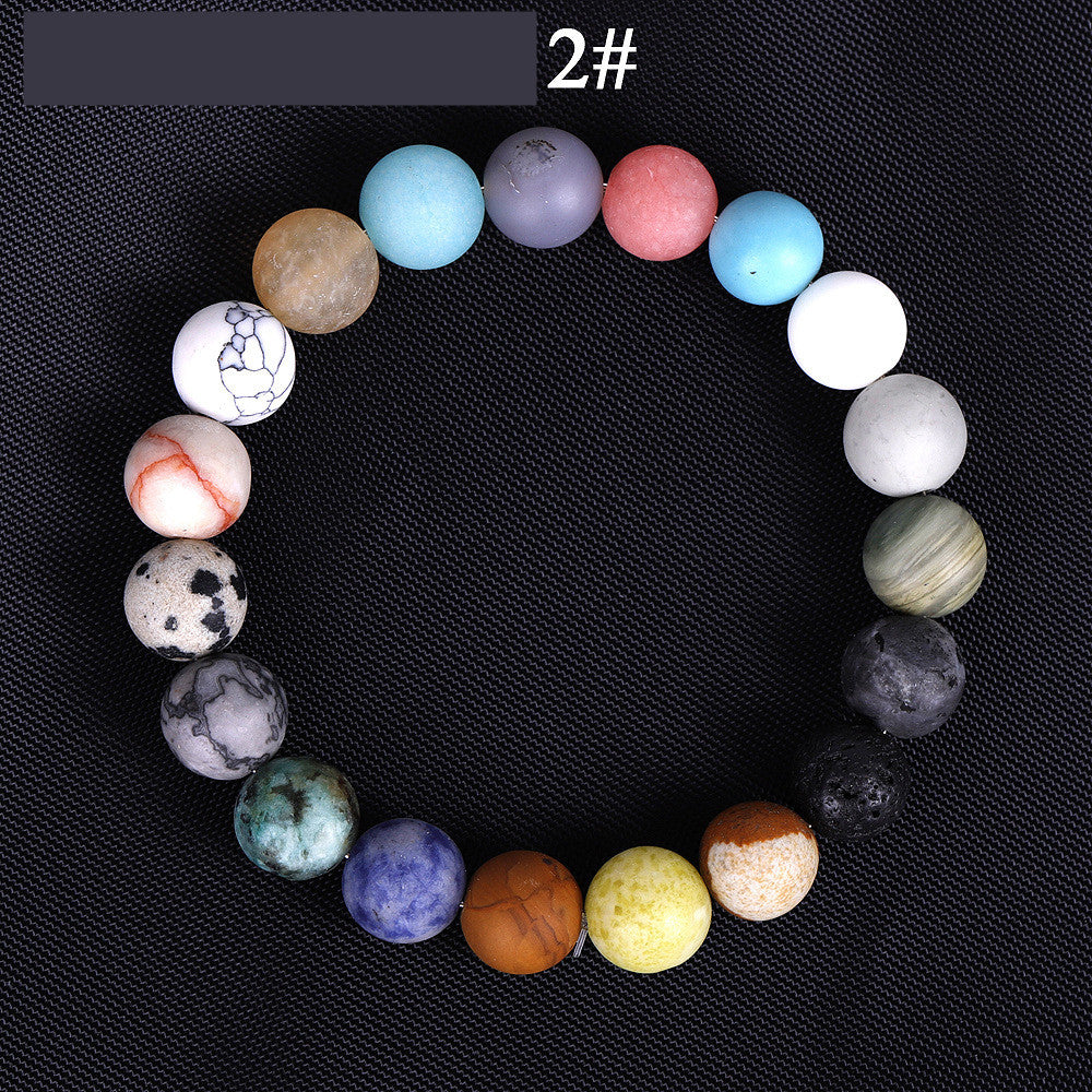 Pulsera De Ocho Piedras del Sistema Solar,  Piedras de lava natura utilizado para cuentas de chakras,  conductor de aceites esenciales para meditación y trabajos de energia.