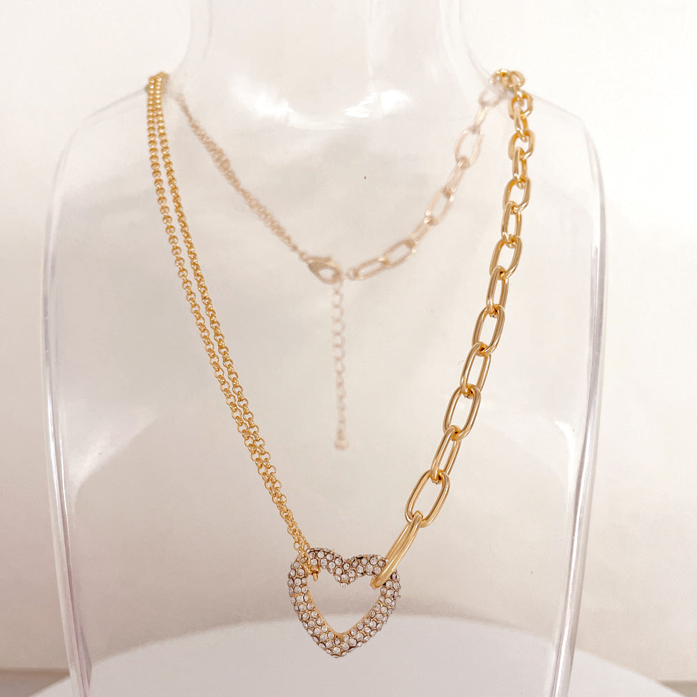 Women's Versatile Fashion Three-dimensional Heart-shaped Full Of Diamond Necklace