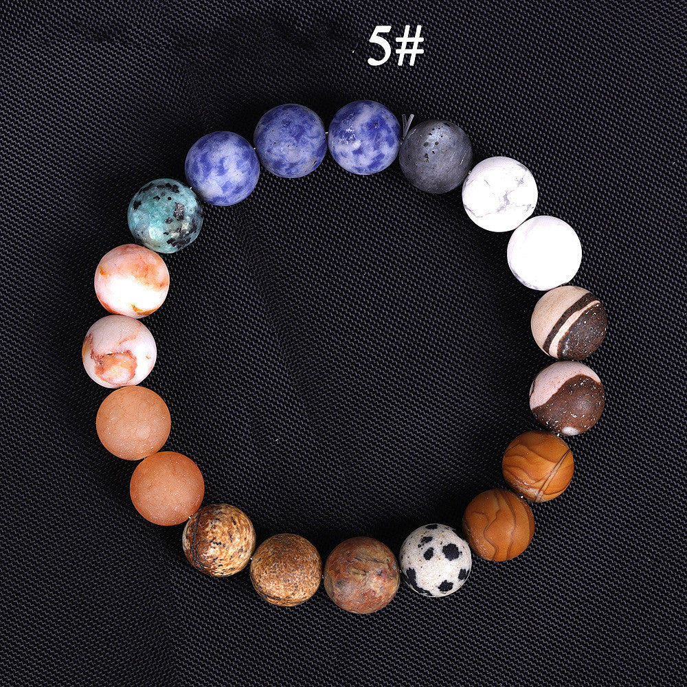 Pulsera De Ocho Piedras del Sistema Solar,  Piedras de lava natura utilizado para cuentas de chakras,  conductor de aceites esenciales para meditación y trabajos de energia.