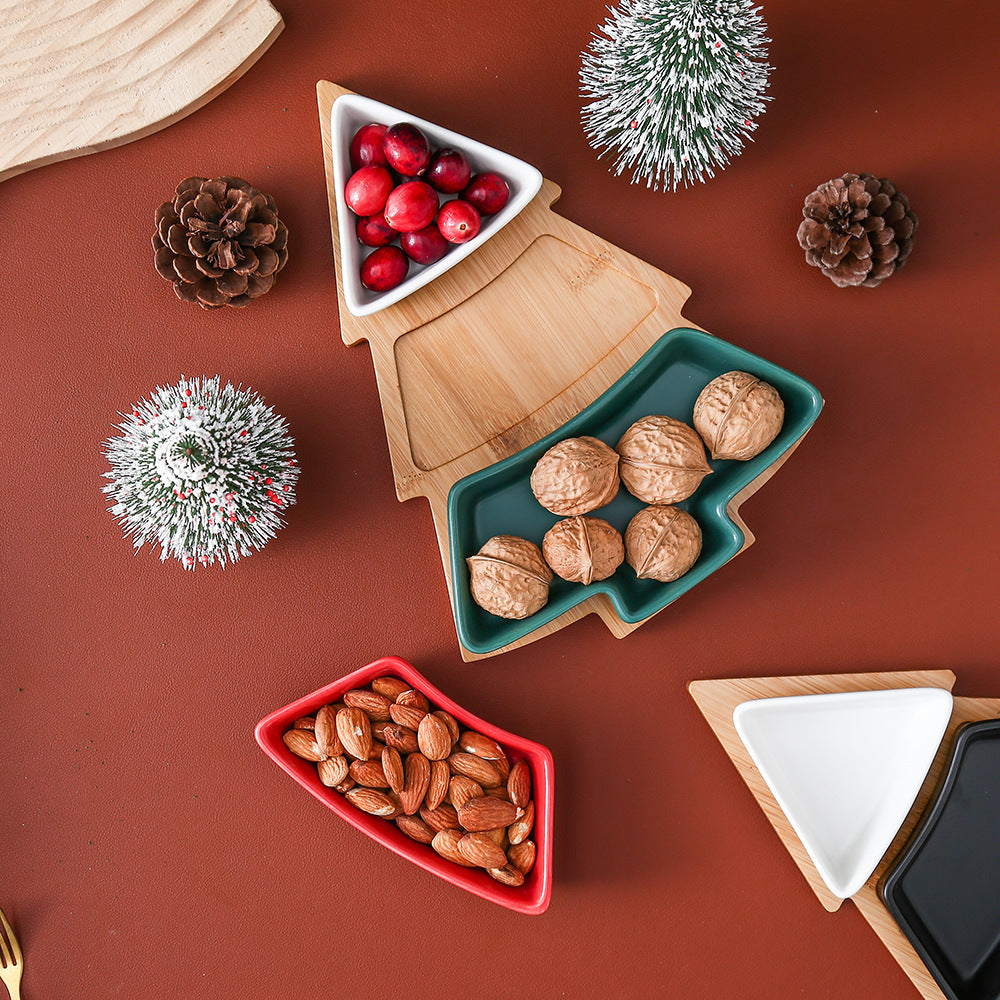 Plato de Cerámica en Forma de Árbol de Navidad, Creativo y Multifuncional botanear en tus fiestas