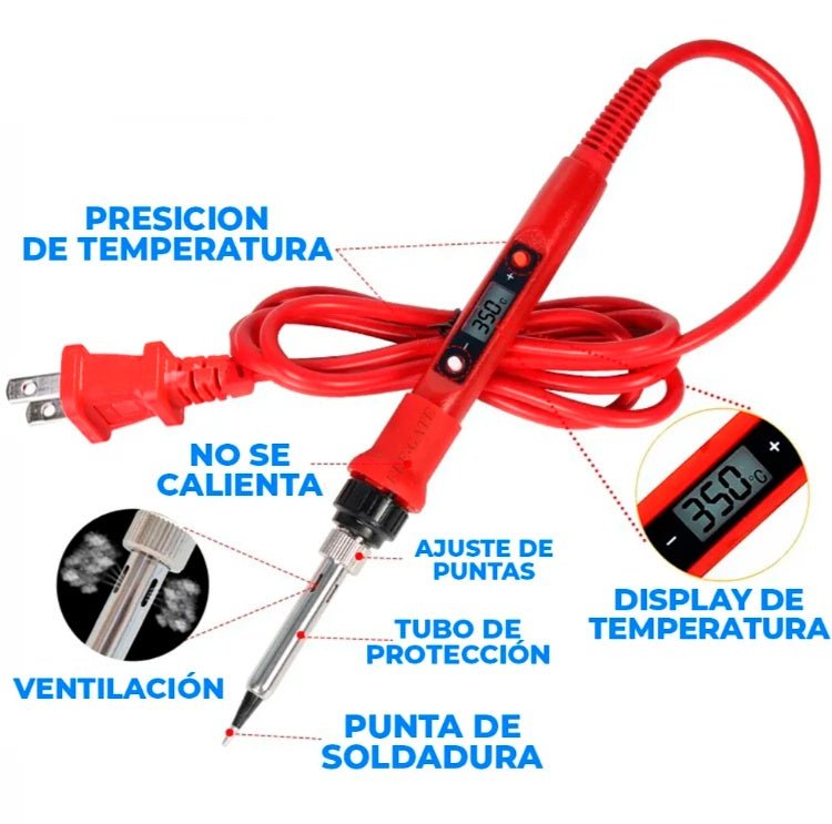 Kit de Soldadura Profesional con Pantalla LCD y Temperatura Ajustable – Calentamiento Rápido y Preciso