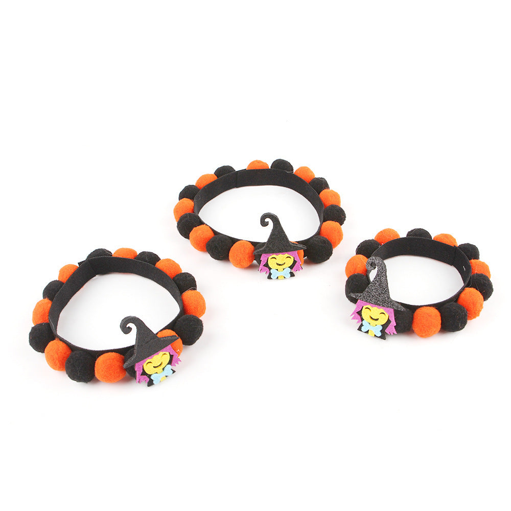 Accesorios de calabaza para el cuello, collar de bola de piel para mascotas de Halloween