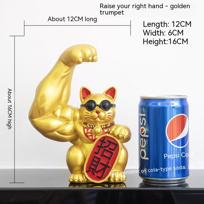 Gato de la Suerte Musculoso | Fuerza y Prosperidad
